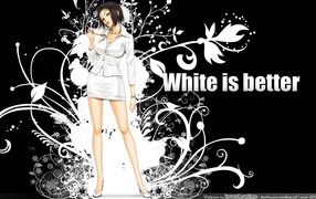 Девушка в белом на черном фоне