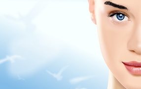 Лицо с синим глазом