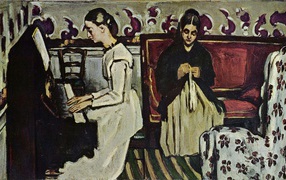 Картина Сезанна - Мать и дочь