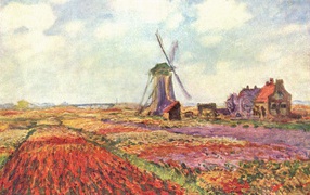 Painting Claude Monet - windmill