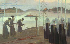 Painting Nikas Safronov - Funeral