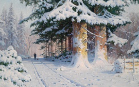 People in the winter forest