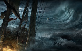 Корабль в бушующем море