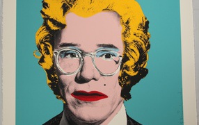 The painting of Andy Warhol old woman