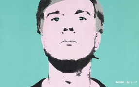 The painting of Andy Warhol young man