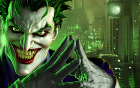 Angry joker in a green light