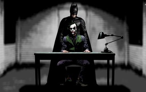 Batman interrogates the Joker