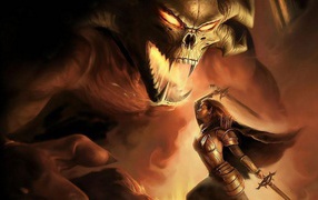 Девушка воин против монстра