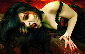 Hungry and angry girl vampire