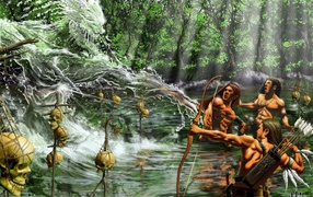 Люди воюют с водяным человеком