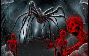 Spider and red skeletons