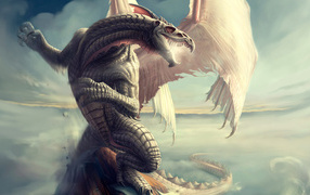 The dragon with white wings
