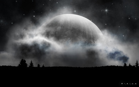 Планета на облачном небе