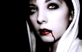 Vampire girl in a white hood