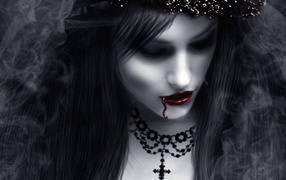 Vampire girl with a cross