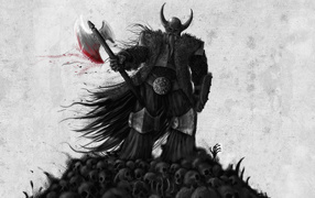Viking on the skulls of enemies