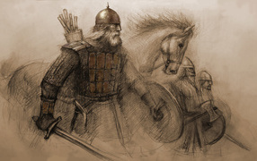 Viking with war-horse