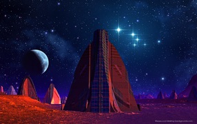 Инопланетный город ночью