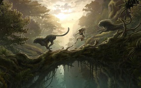 Бег человека и львов