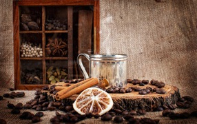 Coffee,cinnamon and spices