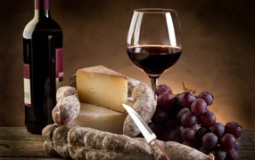 	   Sausage, cheese and wine