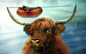 Мыши на рогах коровы