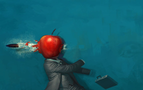 Пуля вылетает из яблока