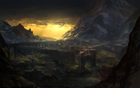 Дракон на фоне неба в игре Ведьмак