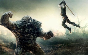 Сражение с монстром из игры Ведьмак