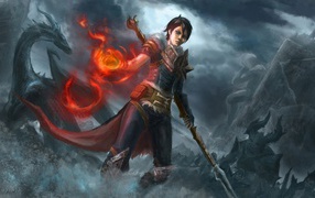 Девушка с огнем в руке