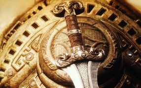 	   Shield and sword from the game