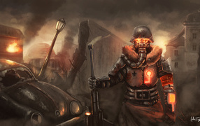 Воин в каске