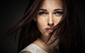 Girl model with freckles