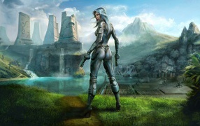 Восход Земли CG девушка