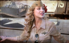 Blonde in army uniform