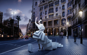 Девушка после шоппинга, рекламное фото