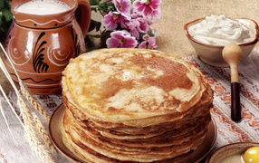 Pancakes with sour cream on Shrove Tuesday