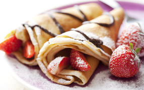 Pancakes with strawberries on Shrove Tuesday