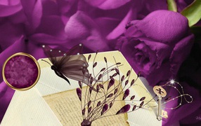 Фиолетовая роза, рисунок на восьмое марта