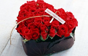  Red roses on March 8 in a box in the shape of heart