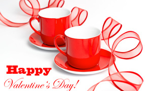 Пара чашек на День Святого Валентина 14 февраля