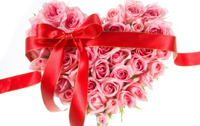 Bouquet of roses in the shape of heart on Valentine's Day February 14