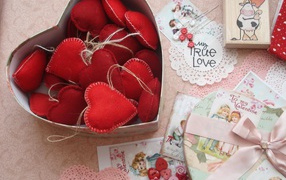 Box hearts on Valentine's Day February 14