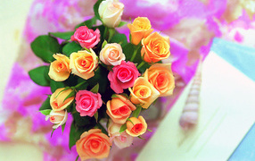 Букет из желтых и красных роз на День Святого Валентина