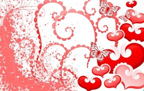 Бабочки и сердца на День Святого Валентина 14 февраля