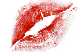 Imprint of lips on Valentine's Day February 14