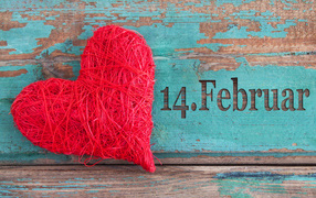 Knitted heart on Valentine's Day February 14