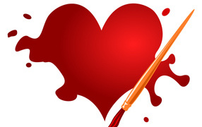 Нарисованное сердце на День Влюбленных 14 февраля