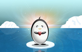 Влюбленный пингвин на День Влюбленных 14 февраля