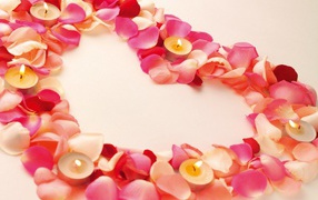 Сердце из лепестков на День Святого Валентина